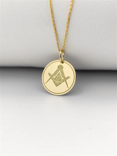 K Solid Gold Freemason Necklace Personalized Masonic Etsy