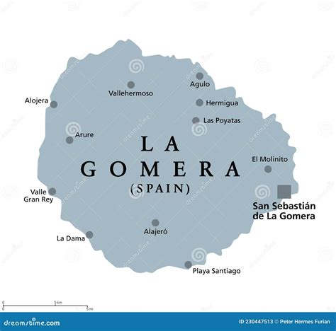 La Gomera Island, Gray Political Map, Part of Canary Islands, Spain ...