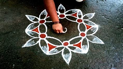 Easy Flowers Padi Kolam Karthikai Madham Kollam Pandaga Muggullu