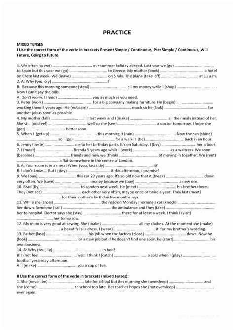 Tenses Worksheets For Grade 6 Grammar Tenses Exercises Worksheets Past Images