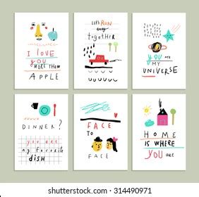 Collection Cute Funny Romantic Cards Wedding Stock Vector (Royalty Free ...