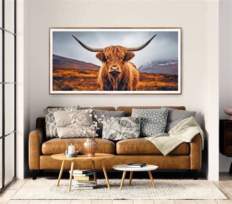 Highland Cow Print Farmhouse Decor Extra Large Wall Art Horizontal