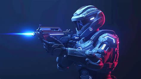 Premium Photo Futuristic Soldier Wearing A Helmet And Armor Holding A Gun