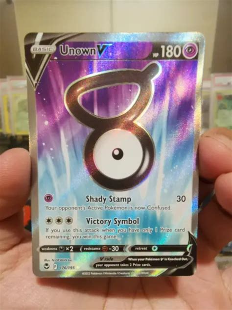 POKEMON CARD UNOWN V Full Art Ultra Rare Holo 176 195 SILVER TEMPEST NM