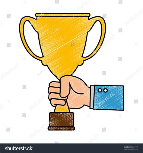 Hand Trophy Cup Award Icon Stock Vector Royalty Free