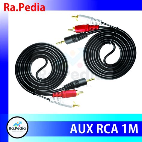 Jual Kabel Audio Aux 2 In 1 Jack 3 5mm To RCA Hitam 1meter Shopee