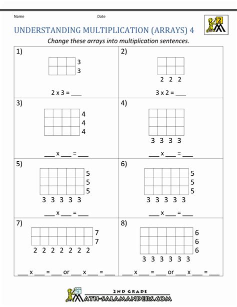 Arrays Grade Worksheets