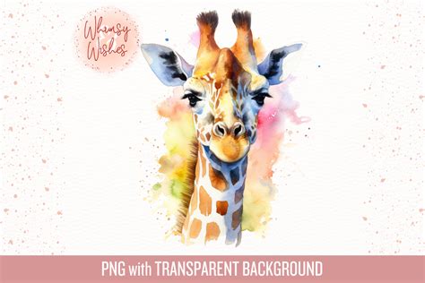 Colorful Giraffe Watercolor Clip Art Graphic By Whimsyandwishes