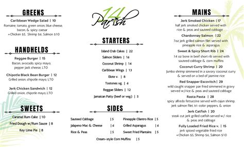 Dinner Menu (Website) | 14 Parish Chicago