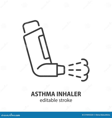 Asthma Inhaler Line Icon Lung Inhalator Outline Vector Symbol Stock