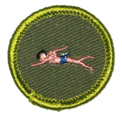 Boy Scout SWIMMING Merit Badge Type F 1961 68 Khaki Rolled Edge EBay