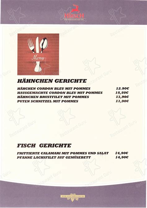 Menu at Schützenhaus restaurant Ehningen