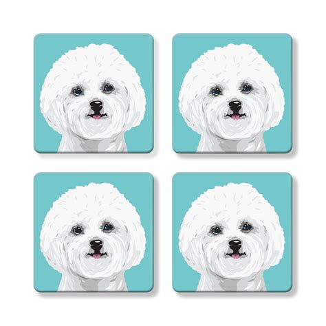 Set Of Mdf Coasters Bichon Frise Naked Decor