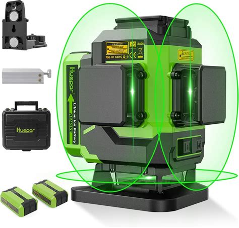 Huepar 3 x 360 Kreuzlinienlaser Grün 360 Grad 3D Linienlaser