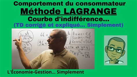 M Thode Lagrange En Micro Conomie Choix Du Consommateur Courbe D