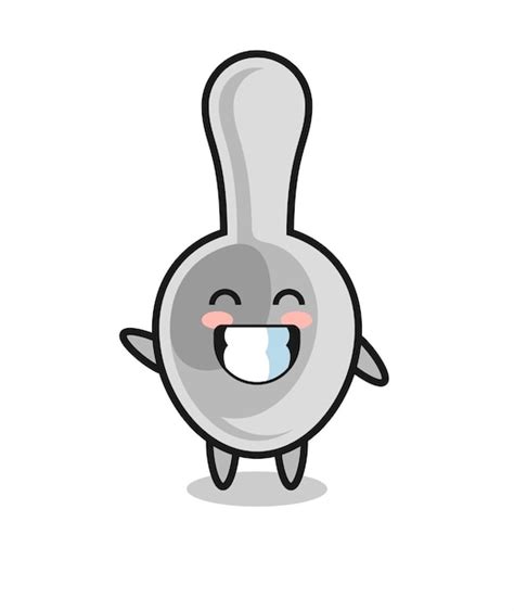 Premium Vector Spoon Cartoon Character Doing Wave Hand Gesture