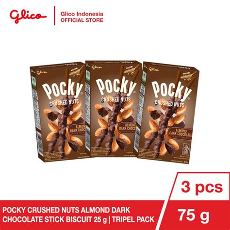 Promo Glico Pocky Crushed Nuts Almond Dark Chocolate Triple Pack