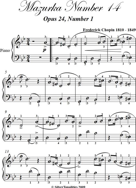 Mazurka Number 14 Easy Piano Sheet Music eBook by Frederick Chopin ...