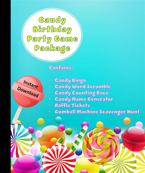 Candy Birthday Party Game Bundle - Etsy