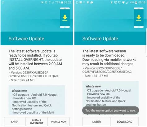 Galaxy S6 And S6 Edge Android 70 Nougat Ota Update Released How To Install Manually