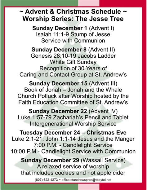 Advent And Christmas Schedule Worship Series The Jesse Tree St Andrew