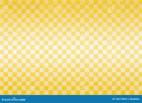 Japanese Gold Checkered Pattern Paper Texture Background Stock Photo