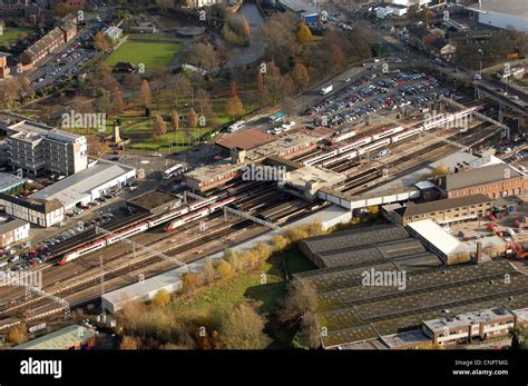 Aerial view of Stafford Railway Station Uk Stock Photo - Alamy