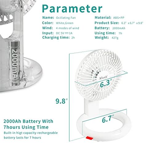 Alioth Mini Oscillating Desk Fan Speeds Usb Powered And Portable