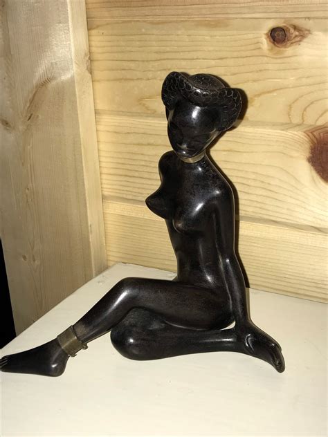 S Leopold Anzengruber Naked African Woman Ceramic Sculpture