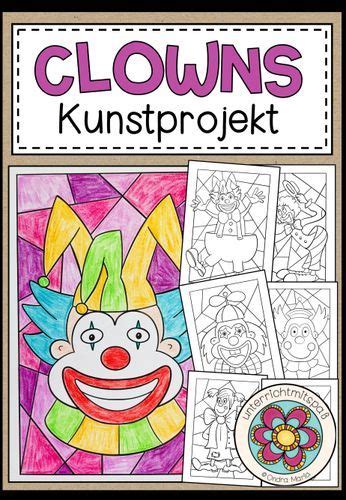 CLOWNS Kunstprojekt Karneval Fasching Unterrichtsmaterial In