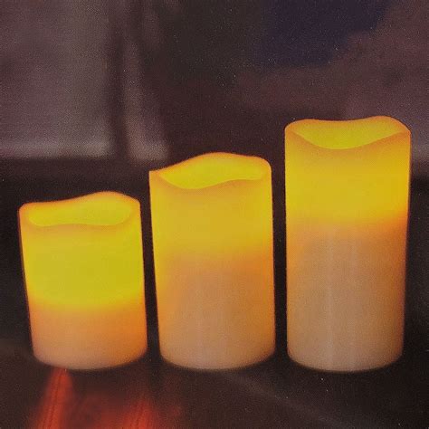 Smart Flameless Led Illuminate Candle Set 3 Nonflammable Wax Battery