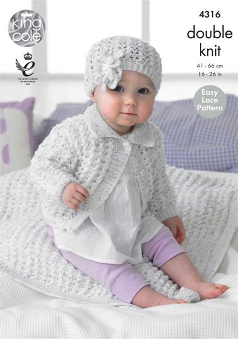 King Cole Smarty DK Pattern 4316 Cardigan Blanket And Hat Delta