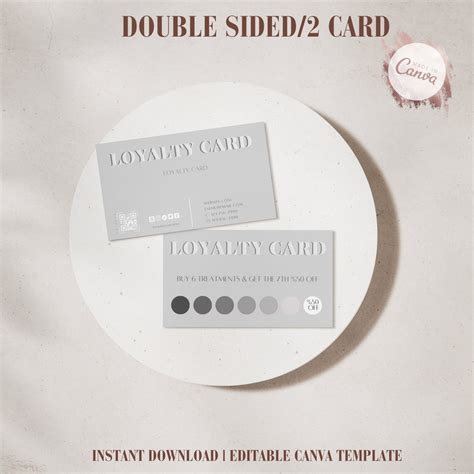 Editable Printable Loyalty Card Template Double Sided Diy Loyalty Card