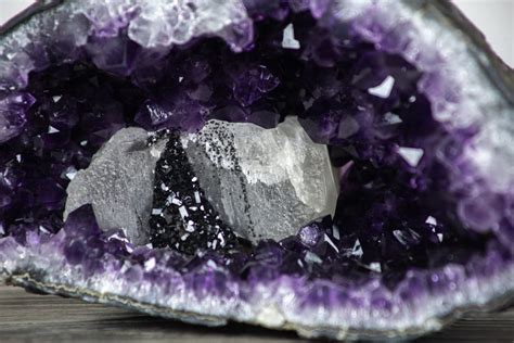 Stunning Amethyst Geode With Calcite Black Hematite Crystal Etsy