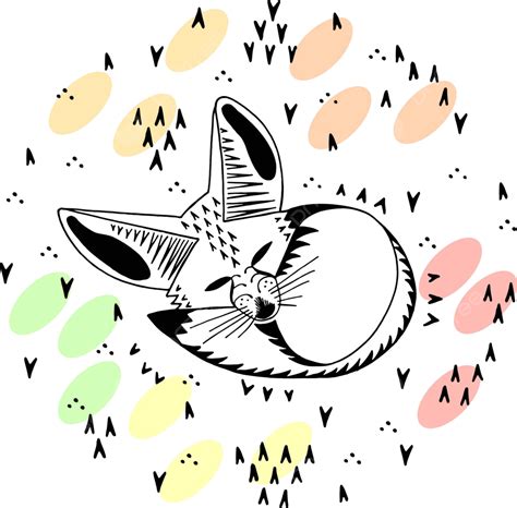 Linear Illustration Of A Cute Fennec Fox In A Cartoon Style Perfect For