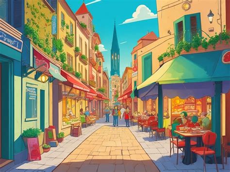 Premium AI Image | Street Food Culinary Cartoon Illustration