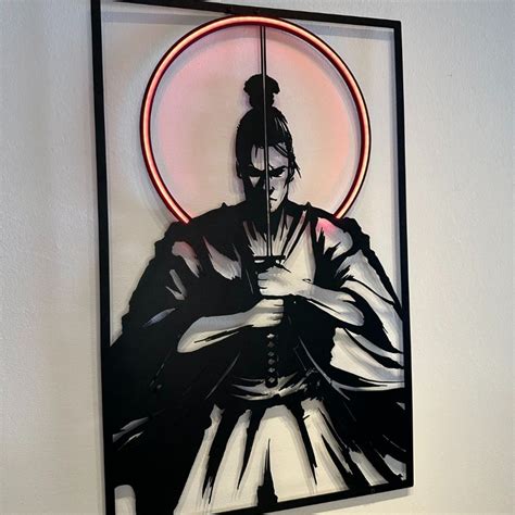 Japanese Samurai Metal and Neon Wall Art - Moonarch