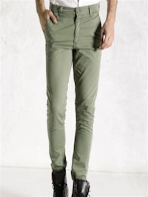 Buy Roadster Olive Green Casual Trousers Trousers For Men 1266996