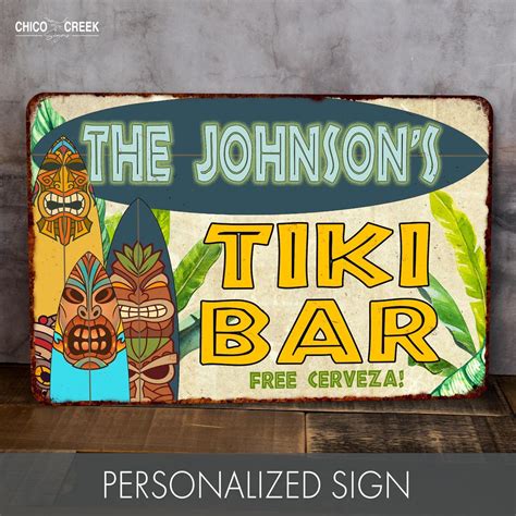 Personalized Tiki Bar Sign Home Bar Sign Restaurant Sign Tiki Decor