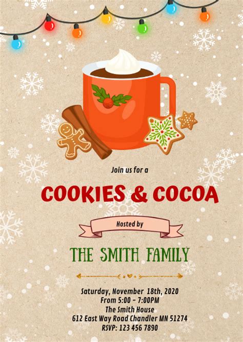 Christmas Cookies Cocoa Invitation Template Postermywall