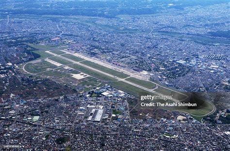 In this aerial image, U.S. Air Force Yokota Air Base is seen on April... News Photo - Getty Images