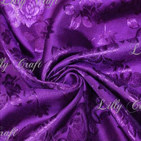 Purple Brocade Jacquard Satin Fabric 58” 60” Inches Wide Sold By The