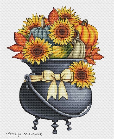 Autumn Harvest Cross Stitch Pattern Pumpkin Fall Pdf Etsy