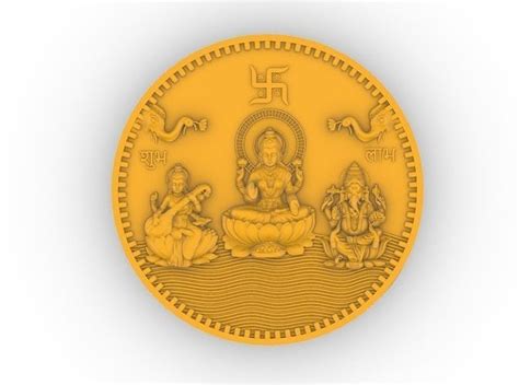 Laxmi Ganesh Saraswati Coin Sculpture Art 3D model 3D printable | CGTrader