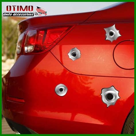 12pcs Fake Bullet Holes Realistic Bullet Hole Car Stickers Funny Creative Waterproof Car Vinyl ...