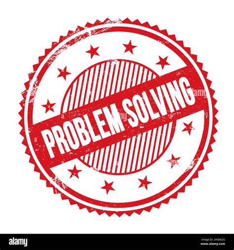 Problem Solving Text Written On Red Grungy Zig Zag Borders Round Stamp