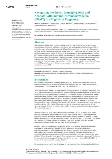 Pdf Navigating The Storm Managing Fetal And Neonatal Alloimmune