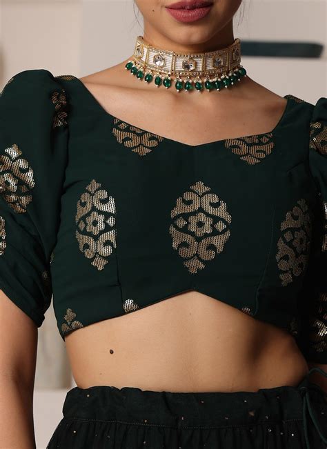 Buy Green Georgette Embroidered Lehenga Festive Wear Online At Best