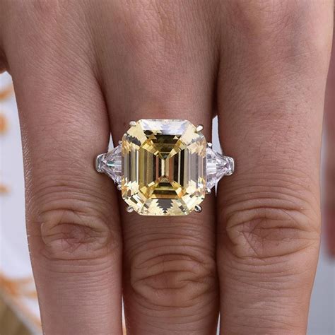 5 09ct Asscher Cut Engagement Ring Yellow Sapphire Engagement Etsy