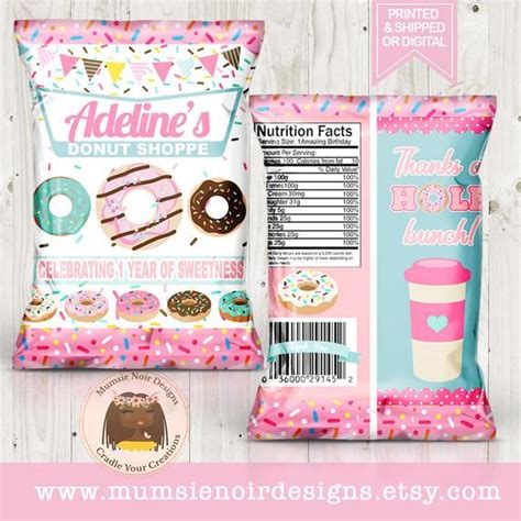 Donut Favor Bags Donut Birthday Party Custom Chip Bags Etsy Donut